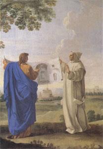 LE SUEUR, Eustache St Bruno Examining a Drawing of the Baths of Diocletian Location of the Future Charterhouse of Rome  (mk05) oil painting image